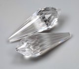 Пара бриолетов чистейшего бесцветного кварца португальской огранки 19,6 карата
