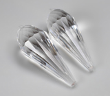 Пара бриолетов чистейшего бесцветного кварца португальской огранки 19,6 карата 