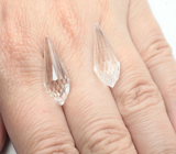 Пара бриолетов чистейшего бесцветного кварца португальской огранки 19,6 карата 