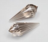 Пара бриолетов чистейшего дымчатого кварца португальской огранки 17,9 карата