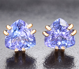 Пусеты с насыщенными танзанитами 2,73 карата