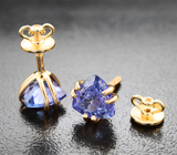 Пусеты с насыщенными танзанитами 2,73 карата Золото