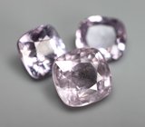 Набор из 3 сиреневых шпинелей со сменой цвета 3,85 карата