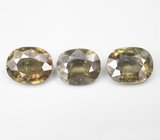 Крупный набор из 3 зеленых гранатов со сменой цвета 6,21 карата 