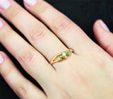 Золотое кольцо с яркими сочно-зелеными уральскими демантоидами 0,41 карата