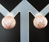 Золотые пусеты с крупным резным жемчугом Edison 23,37 карата и белым морским жемчугом Золото