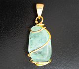 Золотой кулон с крупным уральским зеленым бериллом 16,74 карата