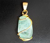 Золотой кулон с крупным уральским зеленым бериллом 16,74 карата