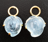 Золотые подвесы для серег c резными аквамаринами 7,37 карата