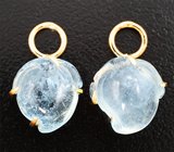 Золотые подвесы для серег c резными аквамаринами 7,37 карата