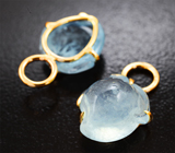 Золотые подвесы для серег c резными аквамаринами 7,37 карата Золото