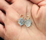 Золотые подвесы для серег c резными аквамаринами 7,37 карата Золото