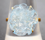 Золотое кольцо с резным аквамарином 7 карат Золото