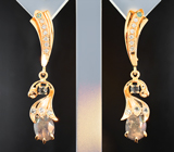 Золотые серьги с крупными уральскими александритами 4,16 карата, "неоновыми" александритами и бриллиантами Золото