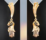 Золотые серьги с крупными уральскими александритами 4,16 карата, "неоновыми" александритами и бриллиантами