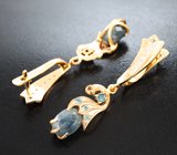 Золотые серьги с крупными уральскими александритами 4,16 карата, "неоновыми" александритами и бриллиантами