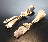 Золотые серьги с крупными уральскими александритами 4,16 карата, "неоновыми" александритами и бриллиантами Золото