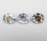 Редкий набор из 3 полихромных сапфиров 1,25 карата 