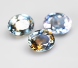 Редкий набор из 3 полихромных сапфиров 1,25 карата 