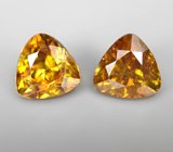 Пара зеленовато-желтых сфалеритов 2,14 карата 