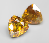 Пара зеленовато-желтых сфалеритов 2,14 карата