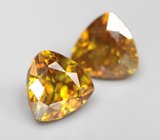 Пара зеленовато-желтых сфалеритов 2,14 карата 