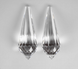 Крупная пара бриолетов чистейшего бесцветного кварца португальской огранки 25 карат 