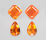 Набор из 4 мексиканских ограненных «огненных» опалов 4,42 карата 