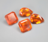 Набор из 4 мексиканских ограненных «огненных» опалов 4,42 карата 