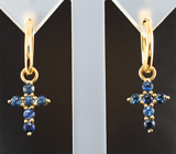 Золотые серьги с синими сапфирами 1,15 карата Золото