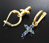 Золотые серьги с синими сапфирами 1,15 карата Золото