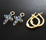 Золотые серьги с синими сапфирами 1,15 карата Золото