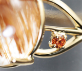 Золотое кольцо с рутиловым кварцем 8,93 карата и сапфирами Золото