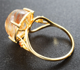 Золотое кольцо с рутиловым кварцем 8,93 карата и сапфирами Золото