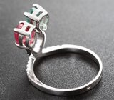 Золотое кольцо с яркими "неоновыми" турмалинами 1,6 карата и лейкосапфирами Золото