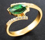 Золотое кольцо с ярким цаворитом 1,1 карата и бриллиантами Золото