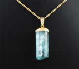 Крупный золотой кулон с красивейшим насыщенным кристаллом забайкальского аквамарина 58,35 карата и синими сапфирами