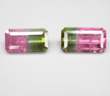 Редкая пара контрастных арбузных турмалинов 9,72 карата 