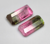 Редкая пара контрастных арбузных турмалинов 9,72 карата 