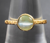 Золотое кольцо с хризобериллом с эффектом кошачьего глаза 1,37 карата Золото