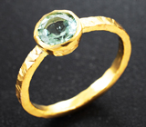 Золотое кольцо с «неоновым» турмалином цвета морской волны 0,8 карата