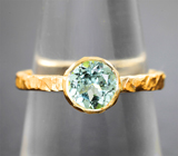 Золотое кольцо с «неоновым» турмалином цвета морской волны 0,8 карата Золото