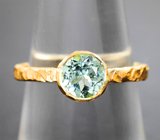 Золотое кольцо с «неоновым» турмалином цвета морской волны 0,8 карата