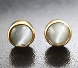 Золотые пусеты с редкими хризобериллами с эффектом кошачьего глаза 2,25 карата Золото