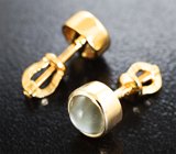 Золотые пусеты с редкими хризобериллами с эффектом кошачьего глаза 2,25 карата Золото