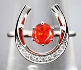 Золотое кольцо с мексиканским ограненным опалом 0,3 карата и бриллиантами