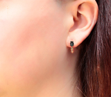 Золотые серьги с пронзительно-синими шпинелями высокой чистоты 1,2 карата и бриллиантами