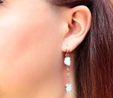 Золотые серьги с казахстанской бирюзой 9,34 карата и голубыми цирконами Золото