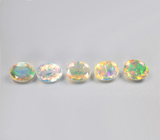 Набор из 5 ограненных эфиопских опалов 6,21 карата 