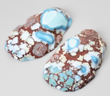 Крупная пара кабошонов казахстанской бирюзы 37,76 карата 